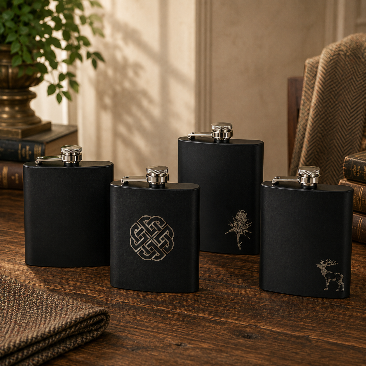 Edelstahl- Flachmann 6 oz Black Stag