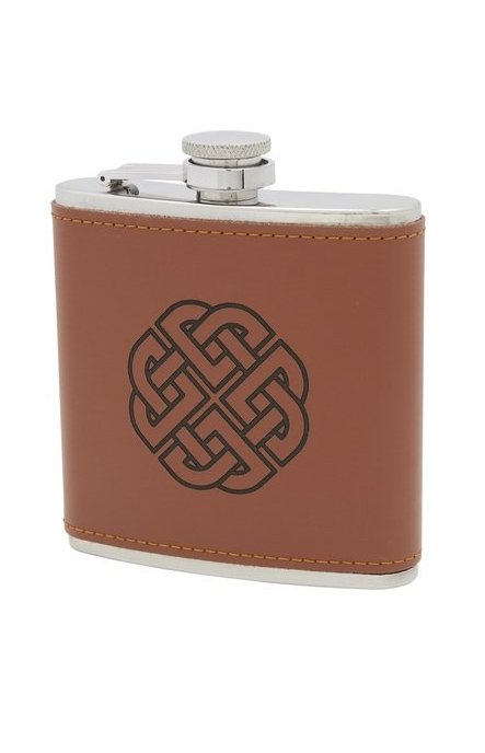 Edelstahl- Flachmann 6 oz mit Lederbezug Celtic