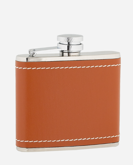 Edelstahl- Flachmann 4 oz Tan Leather