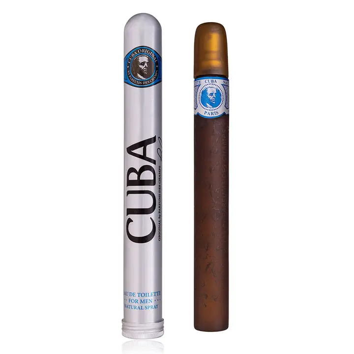 CUBA Silver Blue Eau de Toilette für Herren – markanter Duft in origineller Zigarren-Form