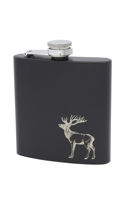 Edelstahl- Flachmann 6 oz black Stag