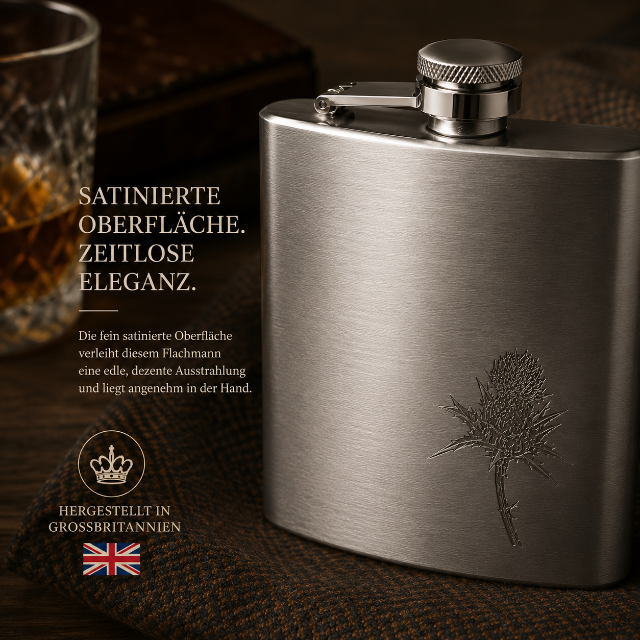 Edelstahl- Flachmann 6 oz Satin Thistle