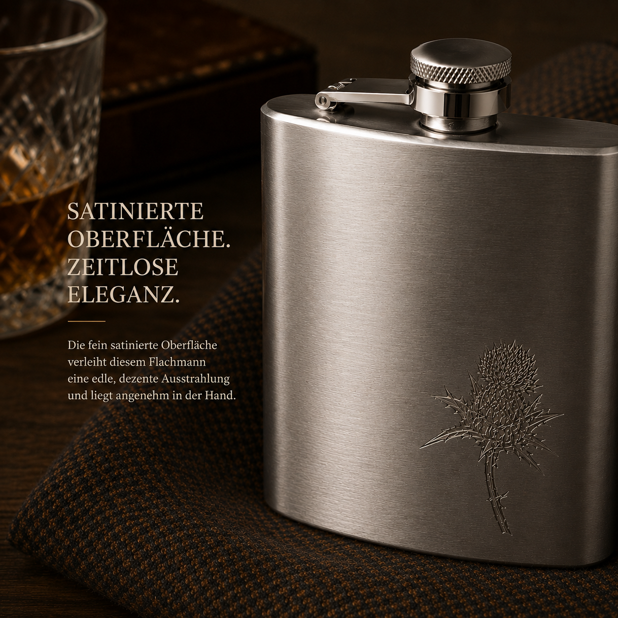 Edelstahl- Flachmann 6 oz Satin Stag